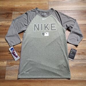 Nike Baseball T-Shirt Mens S Gray Dri-Fit NEW